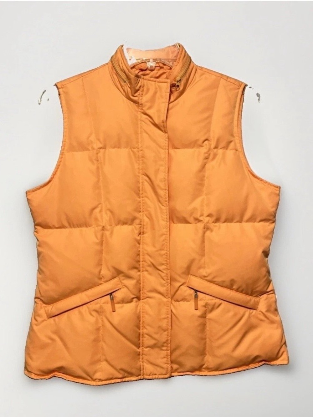 Talbots Goose Down Puffer Vest Womens S Petite SP Quilted Full Zip Hood Pockets